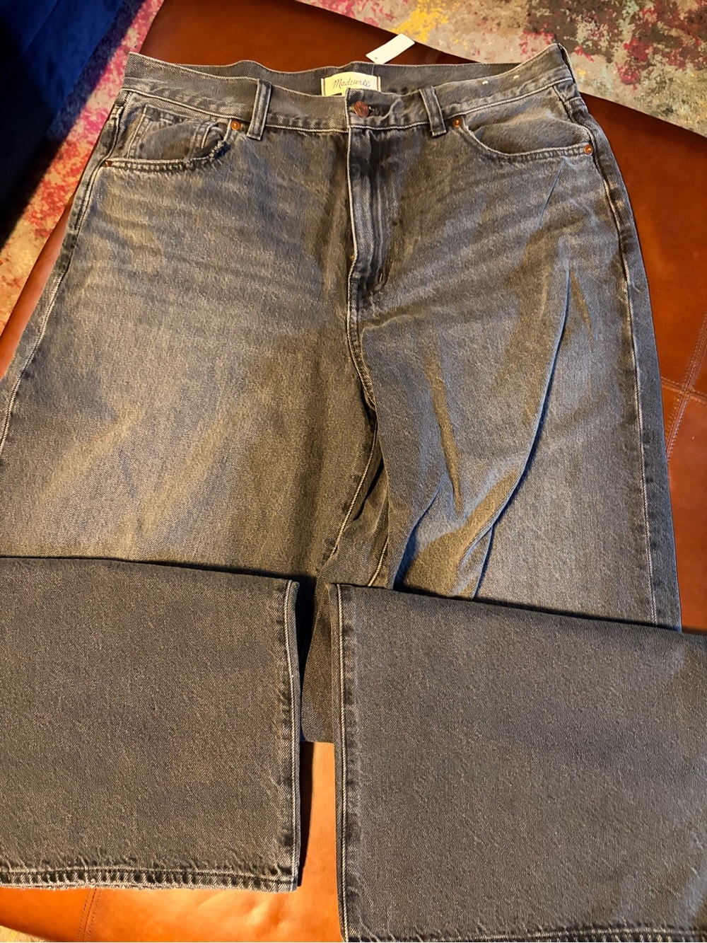 Madewell Women's Wide Leg Jeans in Washed Black Denim